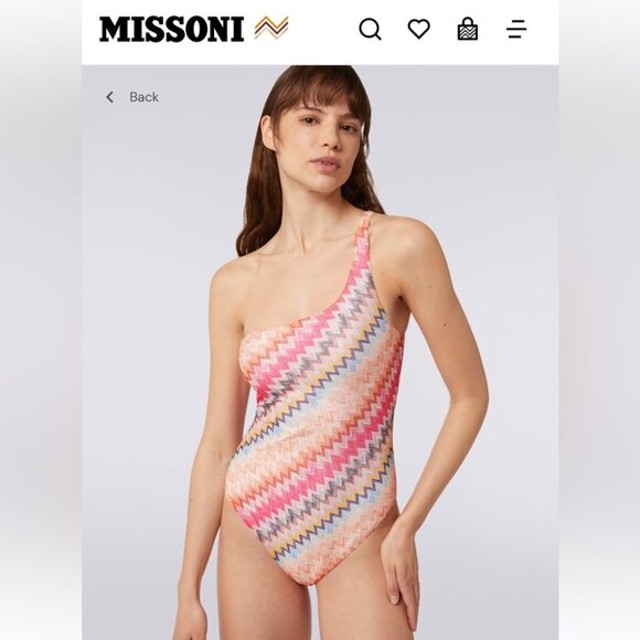 Missoni Other - NWT Missoni One Piece Swimsuit Chevron Pink One Shoulder Bodysuit New XS 36